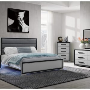 AMELIA GREY/BLACK FULL BED GROUP WITH LED, COOLER AND SPEAKER