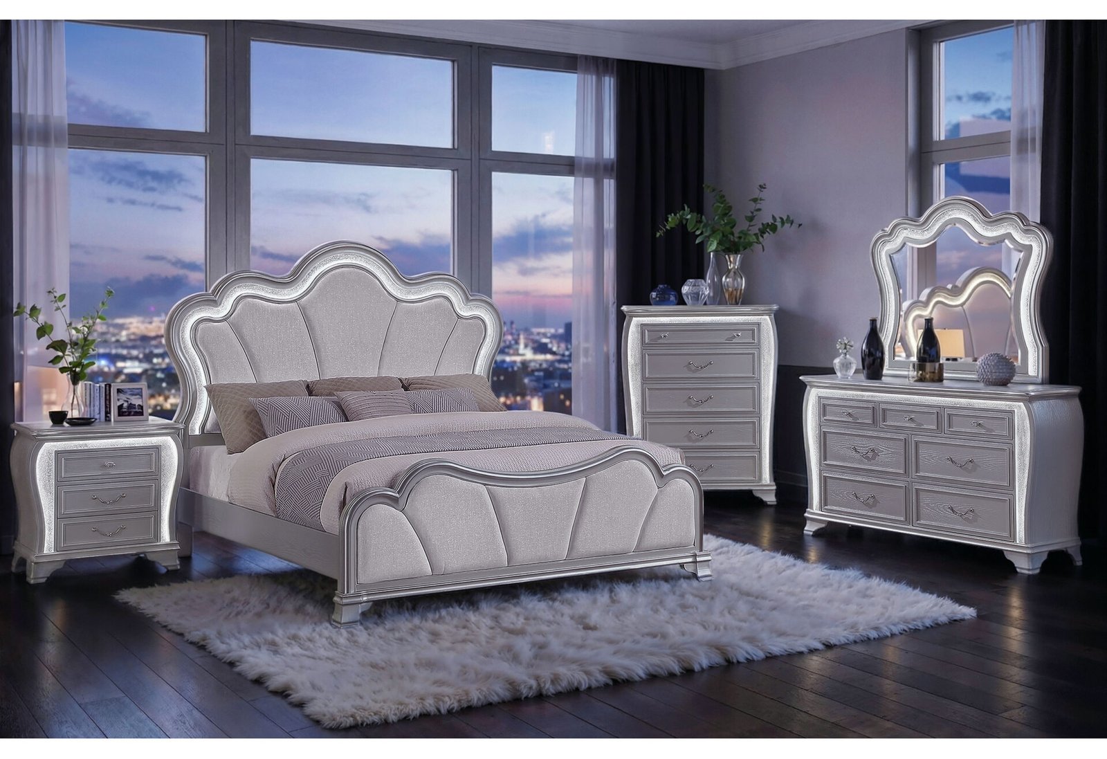 ARIA SILVER KING BED GROUP