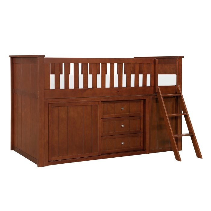 B2013LLDC-1*BCDR Low Loft Bunk with Bookcase and Dresser