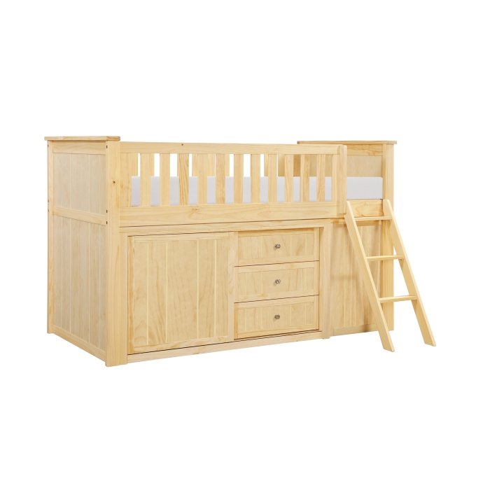 B2043LL-1*BC2DR Low Loft Bunk with Bookcase and 2 Dressers