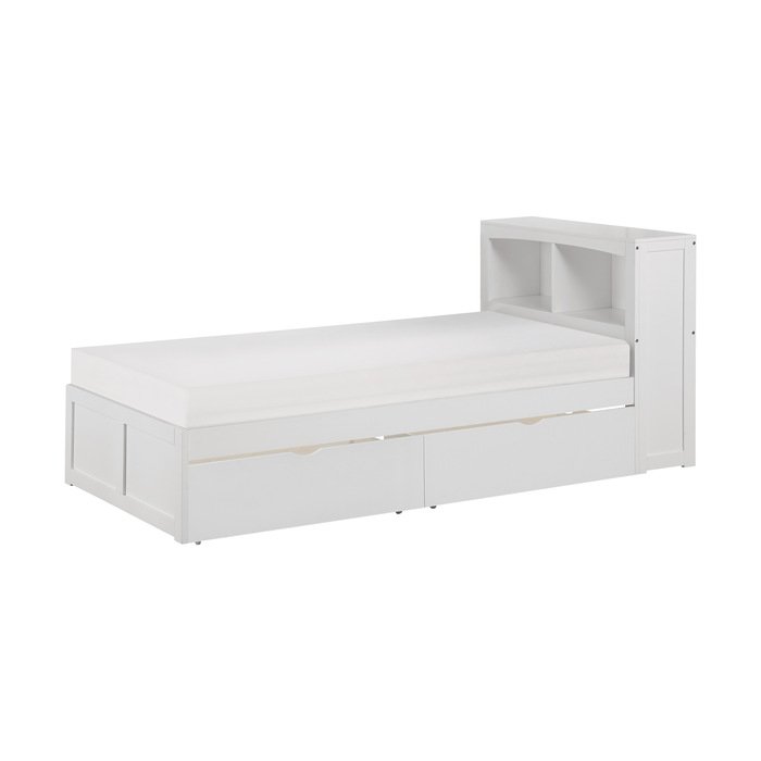 B2053BCW-1T* Twin Bookcase Platform Bed with Storage Boxes