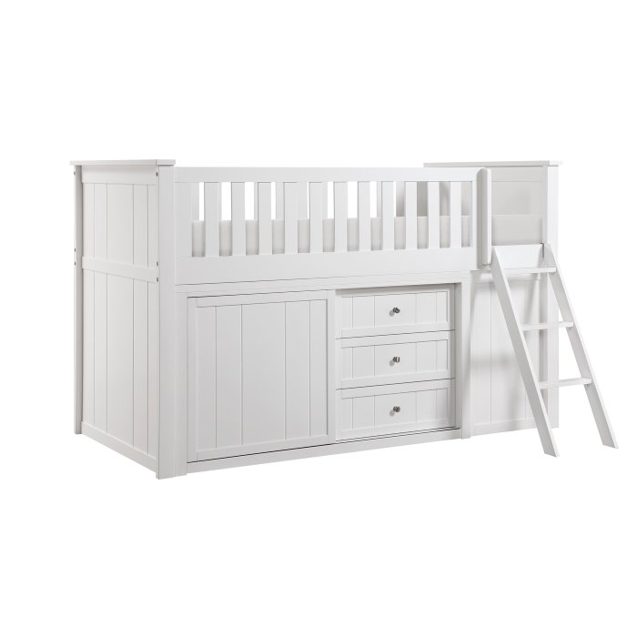 B2053LLW-1*BCDR Low Loft Bunk with Bookcase and Dresser