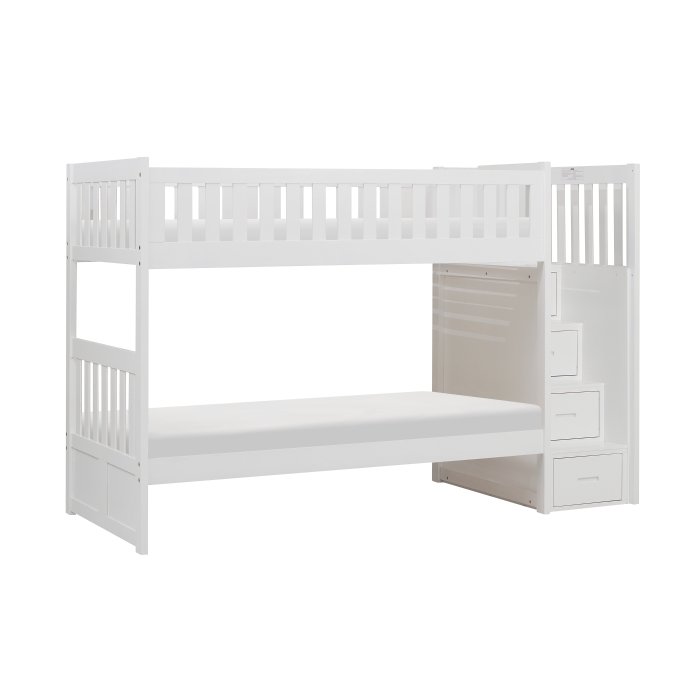 B2053SBW-1* Twin/Twin Step Bunk Bed