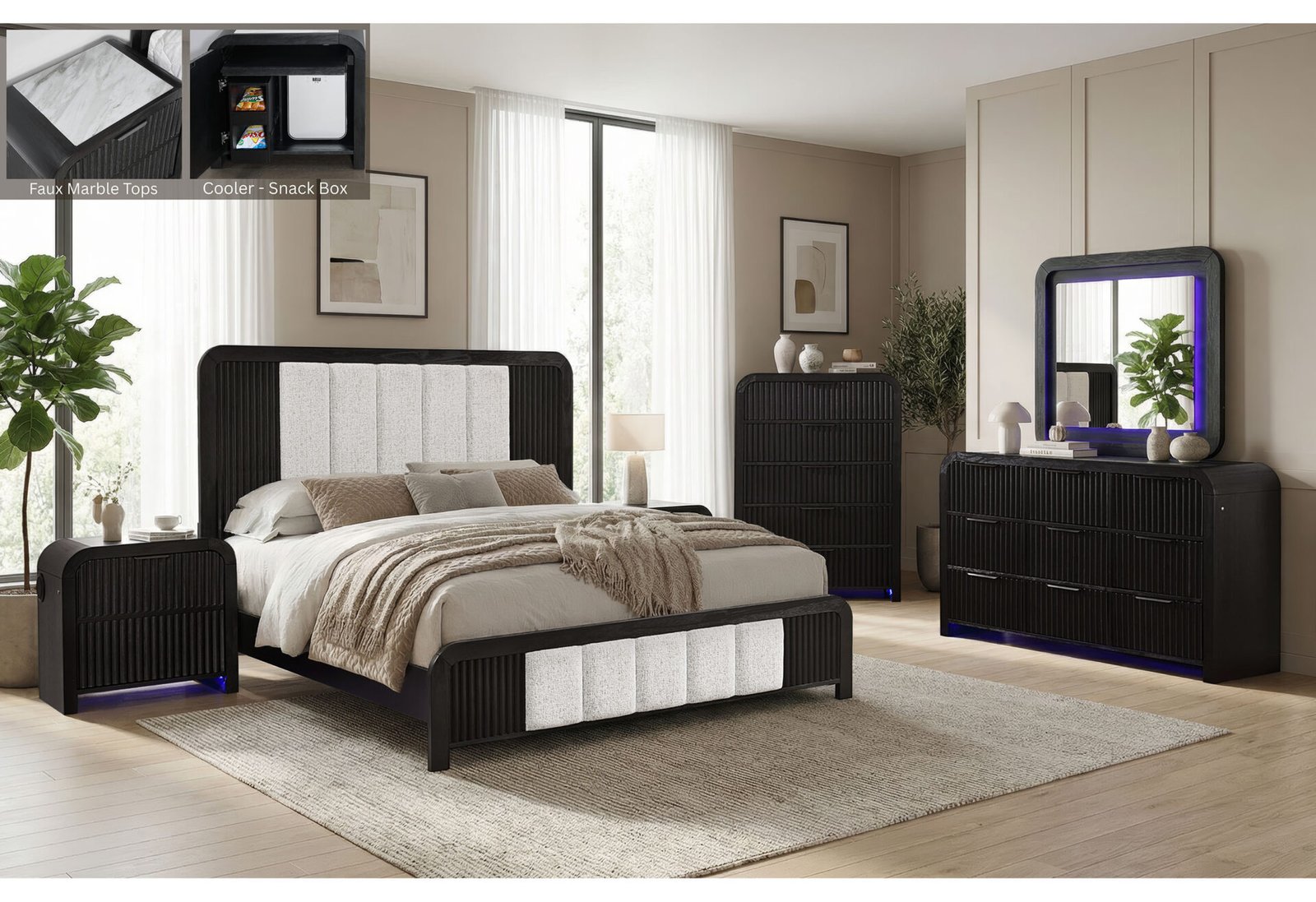 BECKETT WHT/BLK KING BED GROUP