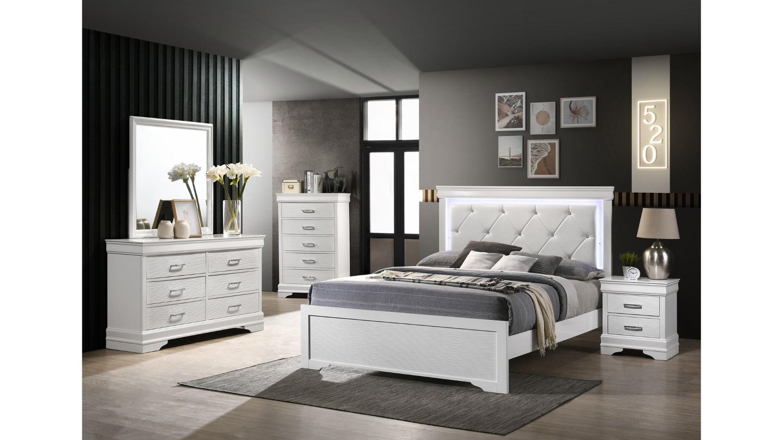 BROOKLYN TWIN 4 PC BEDROOM SET IN WHITE
