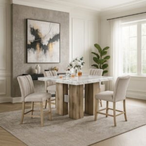 D04 NATURAL BAR TABLE + D8685 BEIGE/NAT BAR STOOL