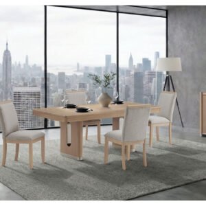 D1248 NATURAL DINING TABLE AND 4 DINING CHAIRS