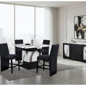 D12 BAR TABLE AND 4 BAR STOOLS