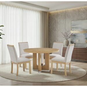 D3124 NATURAL DINING TABLE 48″ AND 4 D1248 DINING CHAIR