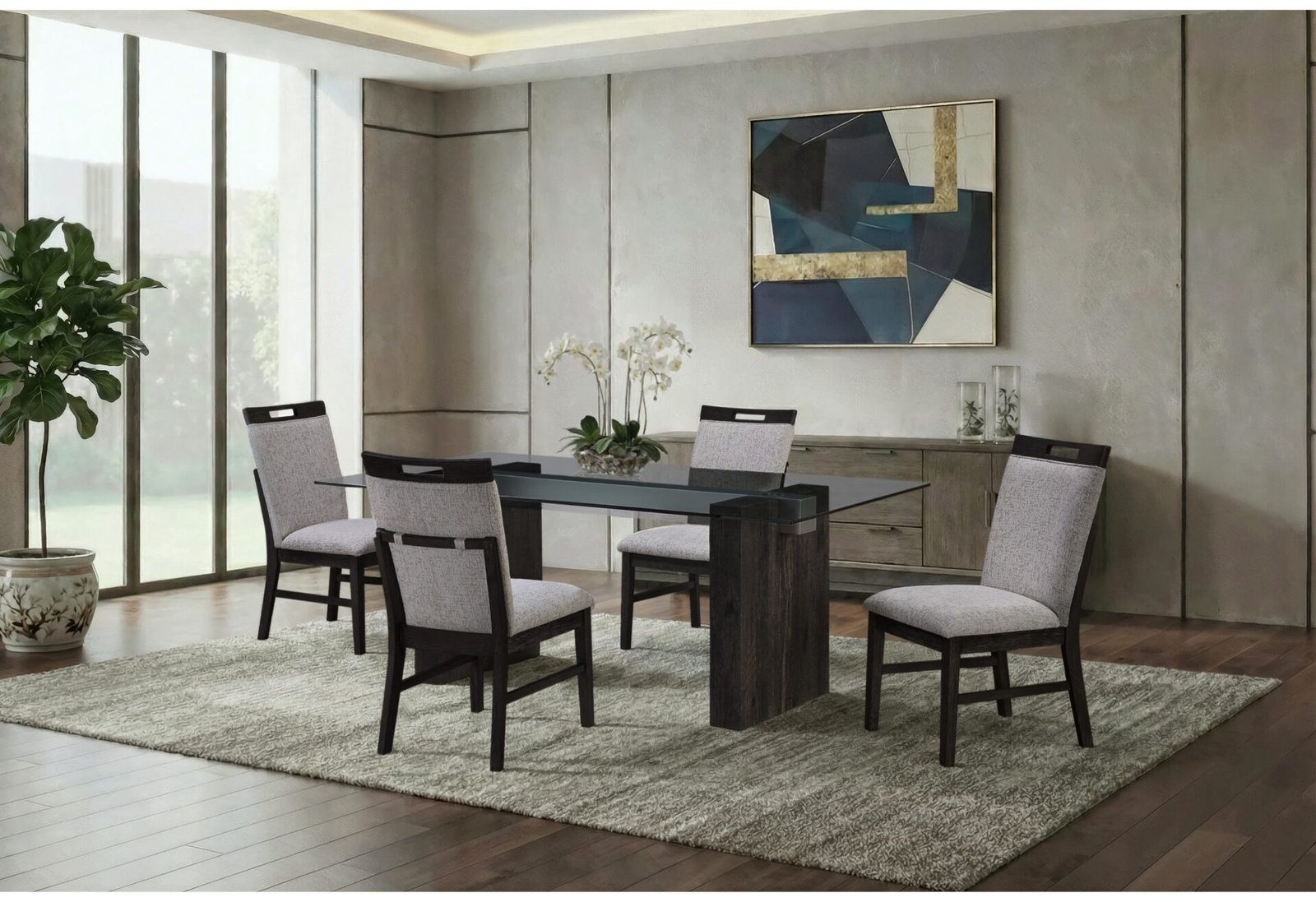 D4238 DINING TABLE AND 8 D4239 DINING CHAIRS
