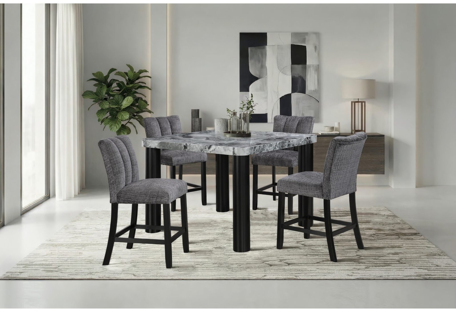 D5473 BAR TABLE AND 4 D06 BAR STOOLS