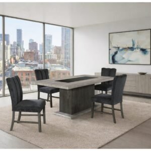 D8030 DINING TABLE, 4 D8030 DINING CHAIRS AND BENCH