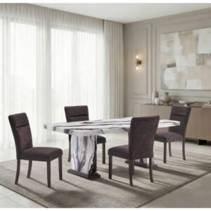 D8212 DINING TABLE WITH 6 D8212 DINING CHAIRS BROWN