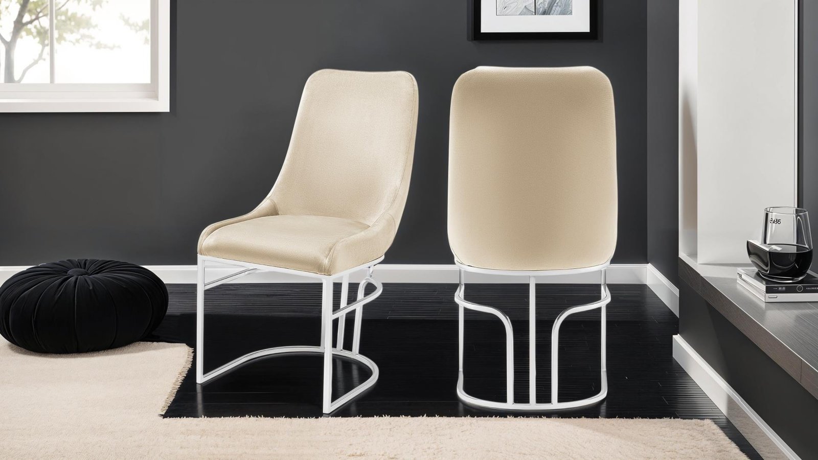 EMRALD STEEL LEGS BEIGE – 2 CHAIRS PER BOX