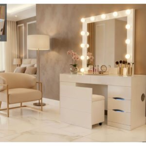 ELLA WHITE VANITY SET WITH STORAGE STOOL