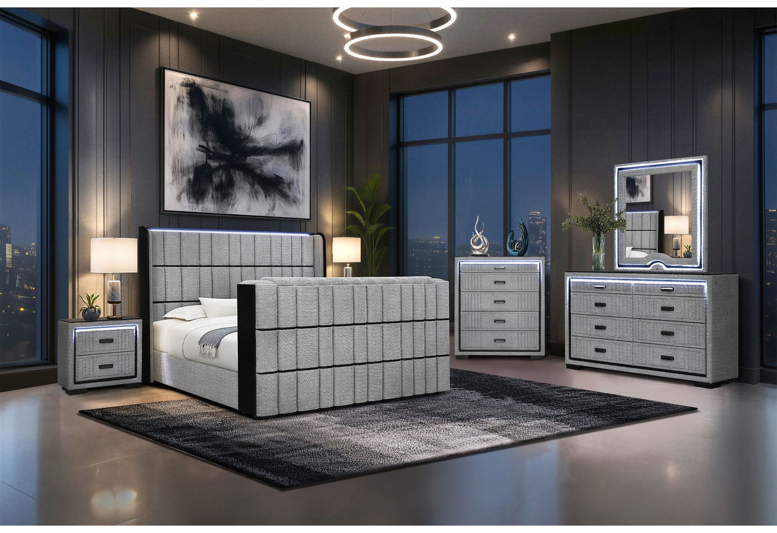 ISABELLA GREY KING BED GROUP