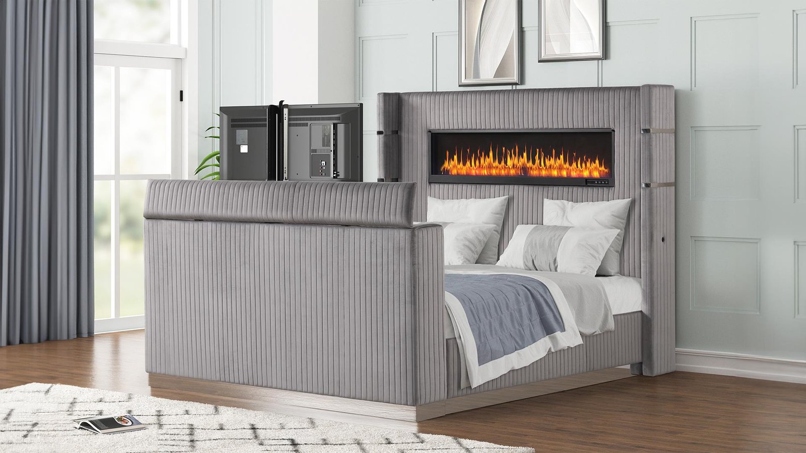 LAVISH QUEEN BED GRAY