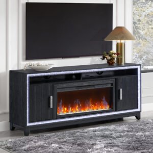 LILY DARK GREY ENT UNIT 72 INCH W/ LED, SPEAKERS, CRYSTAL INSERTS