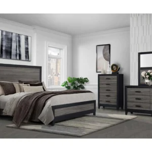 LISBON GREY/BLACK QUEEN BED GROUP