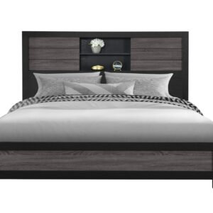 LISBON GREY/BLACK BOOKCASE KING BED