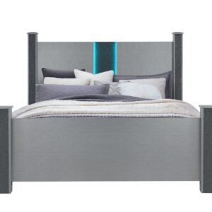 LOGAN SILVER KING BED WITH LED AND SPEAKERS