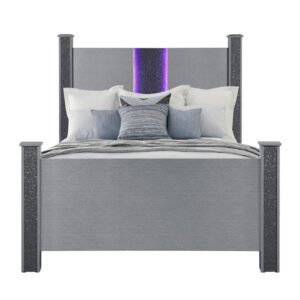 LOGAN SILVER QUEEN BED WITH LED AND SPEAKERS