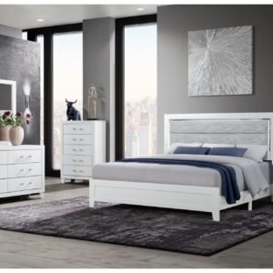 LUCCIA WHITE FULL BED GROUP WITH LED