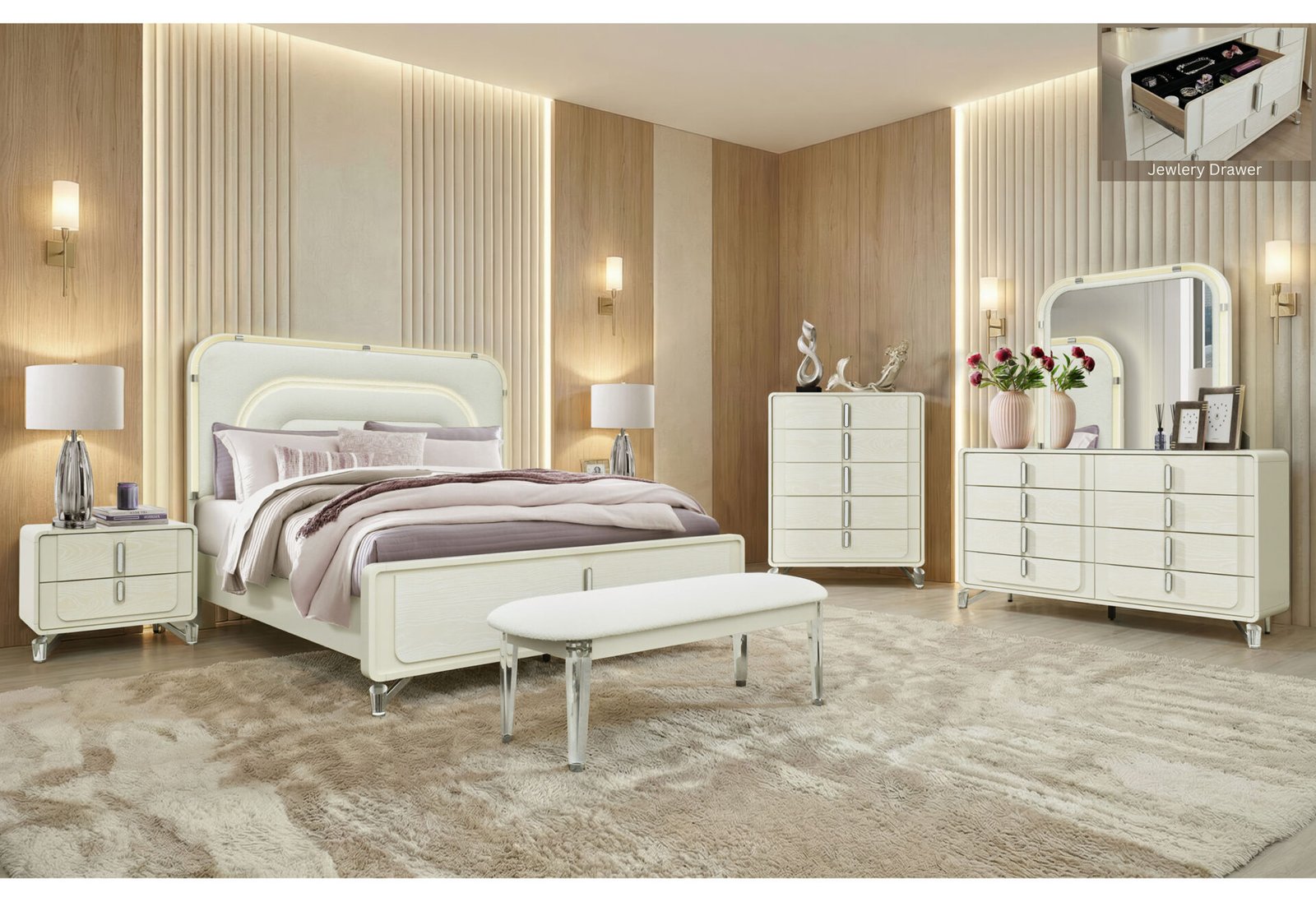 LYRA BEIGE KING BED GROUP
