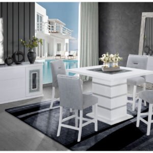 MONACO WHITE BAR TABLE + 8 MONACO BS-N