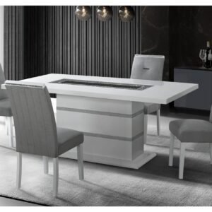 MONACO WHITE DINING TABLE + 6 MONACO DINING CHAIR
