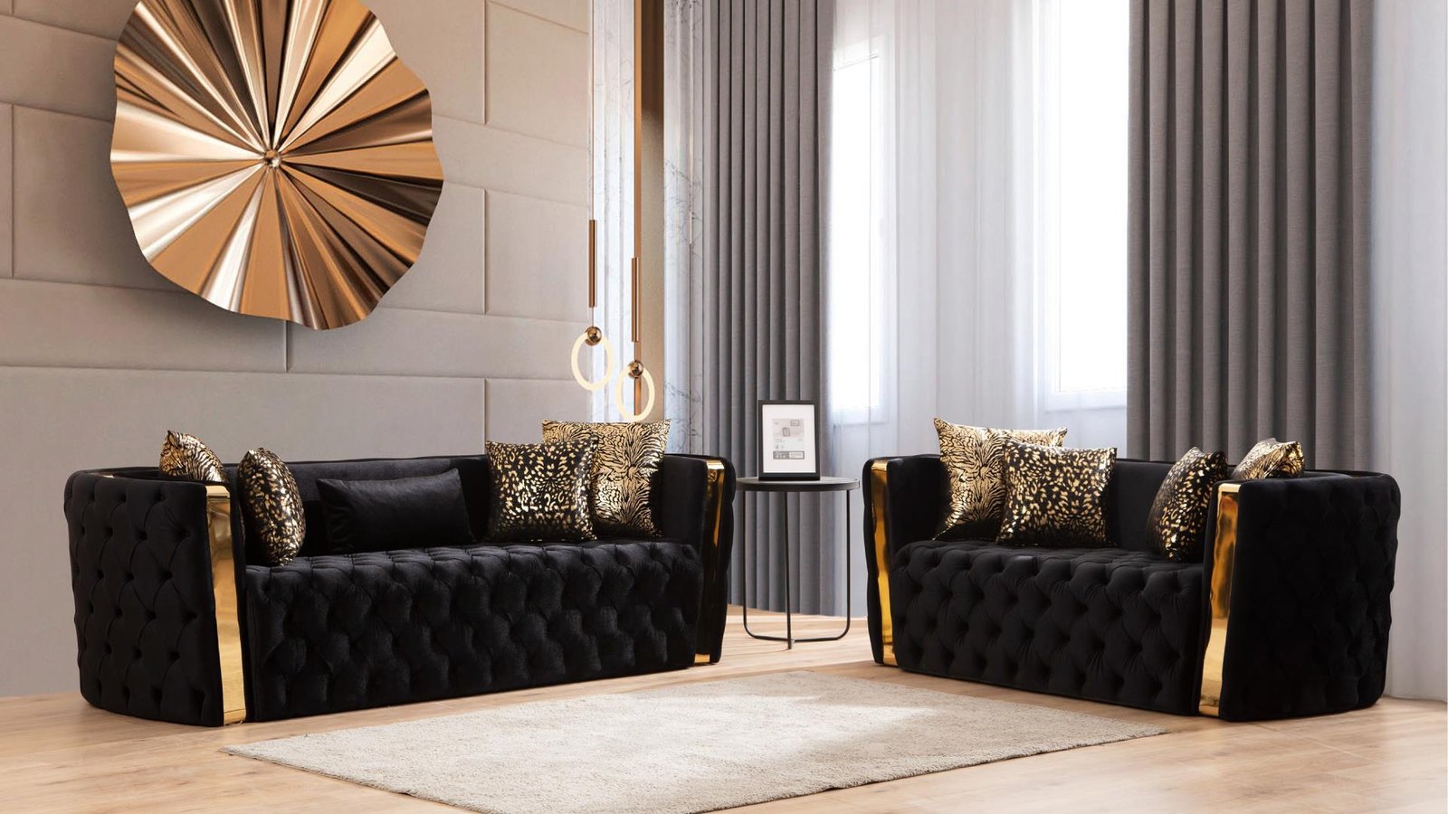 NAOMI 2 PC Living Room Sets IN BLACK – C
