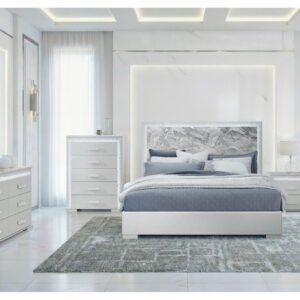 NAOMI SILVER MARBLE FULL BED GROUP