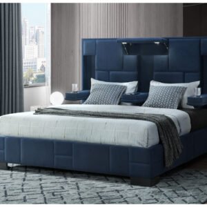 OSCAR NAVY BLUE QUEEN BED NO WOOD TRIM