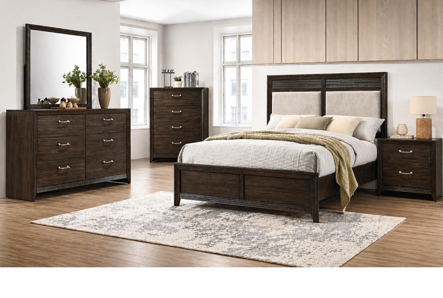 PALERMO KING 5 PC BEDROOM SET DARK BROWN