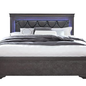 POMPEI METALLIC GREY QUEEN BED WITH LED