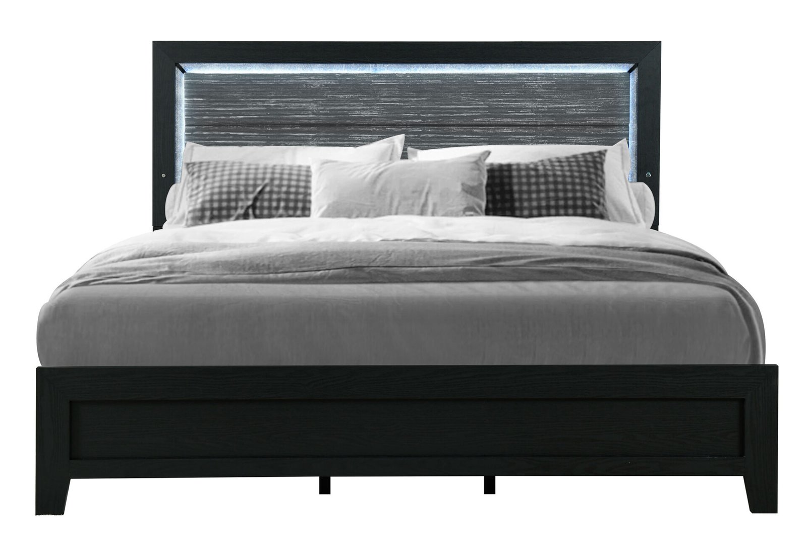 REID BLACK FULL BED WITH LED