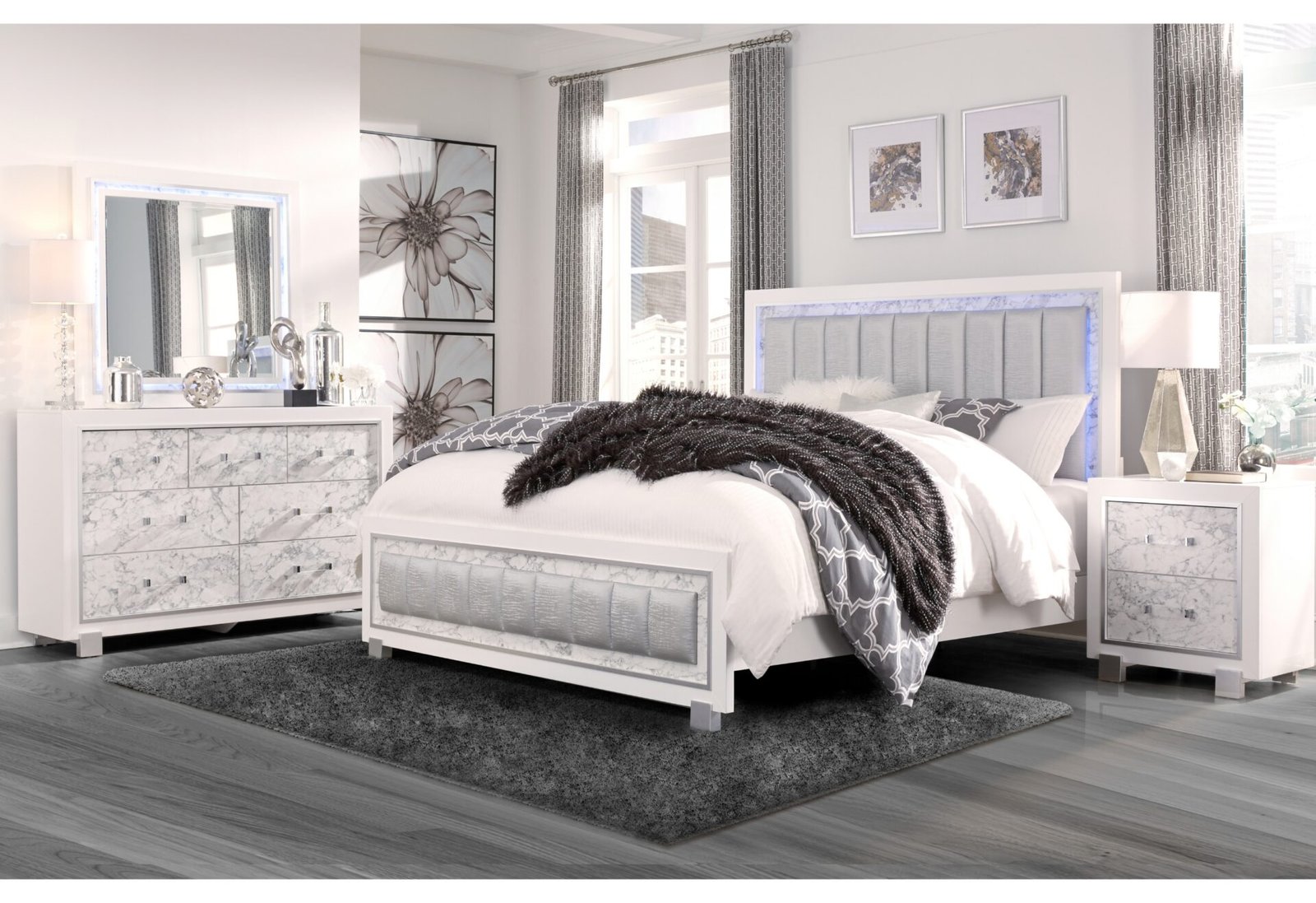 SANTORINI WHITE FULL BED GROUP
