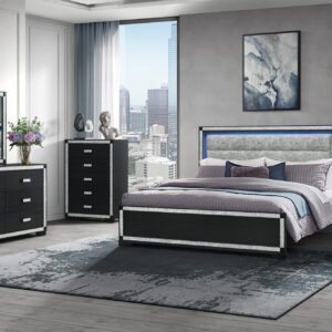 SOLEIL CHARCOAL QUEEN BED GROUP WITH COOLER AND SPEAKER
