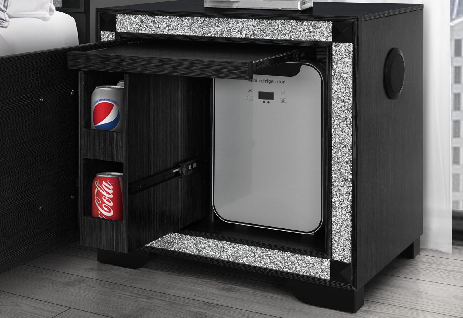 SOLEIL CHARCOAL NIGHTSTAND WITH COOLER AND SPEAKER - Image 2