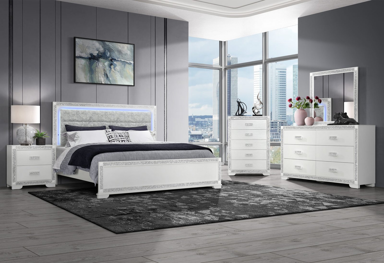 SOLEIL WHITE KING BED GROUP