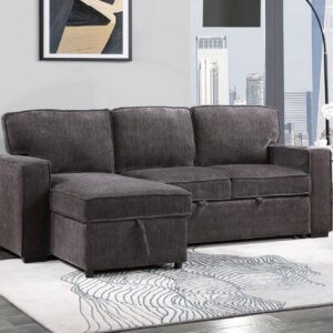U0203 DARK GREY REVERSIBLE PULL OUT SOFA BED