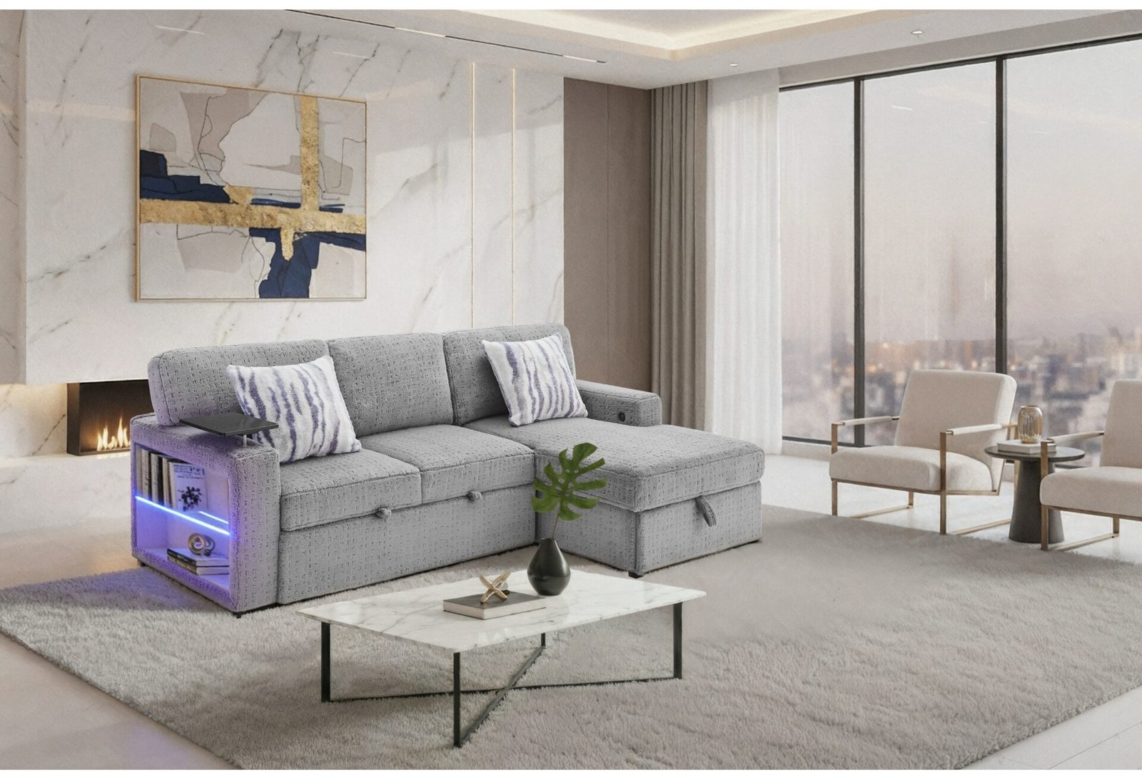 U0214 GREY SOFA BED
