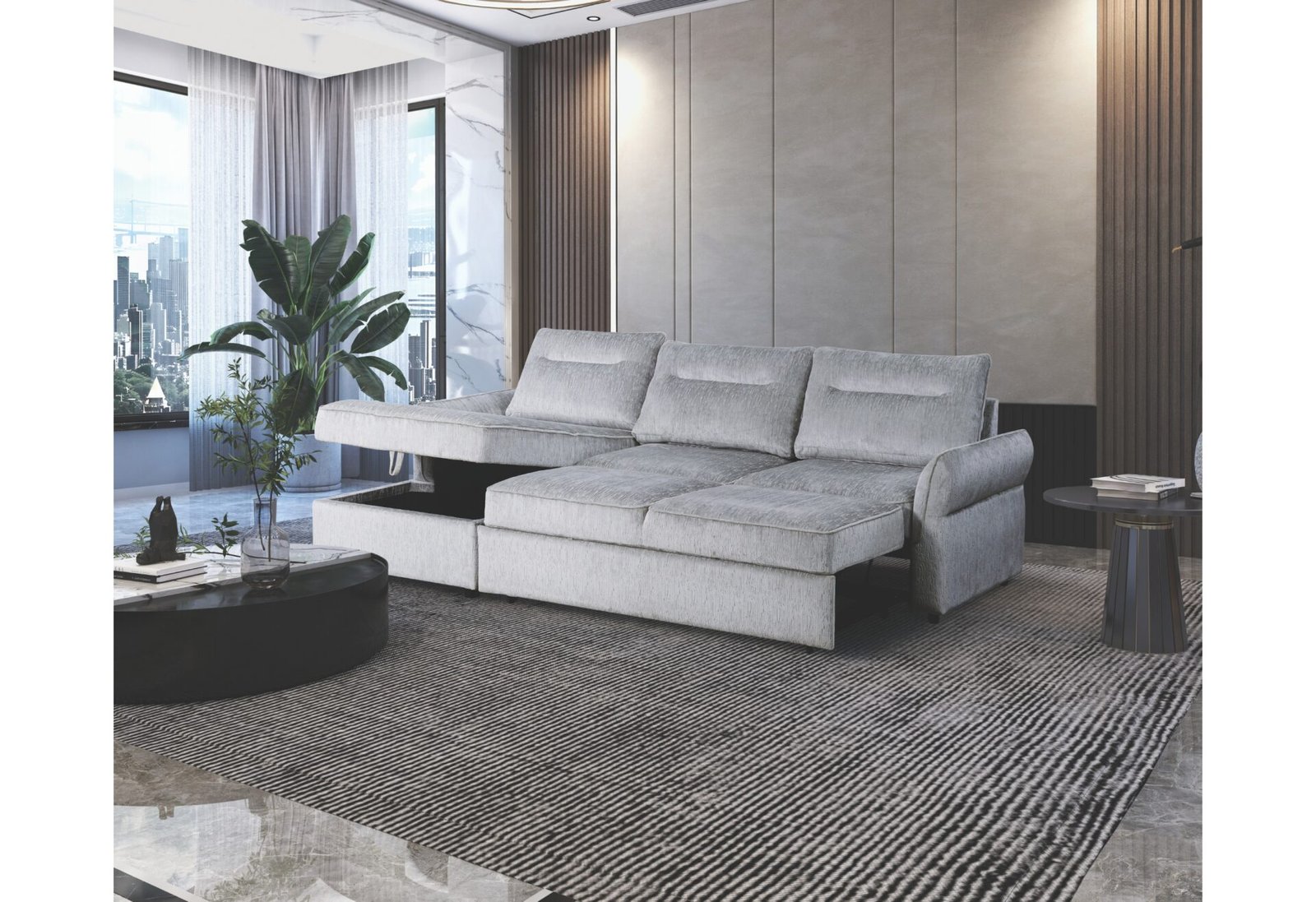 U0301 GREY PULL OUT SOFA BED