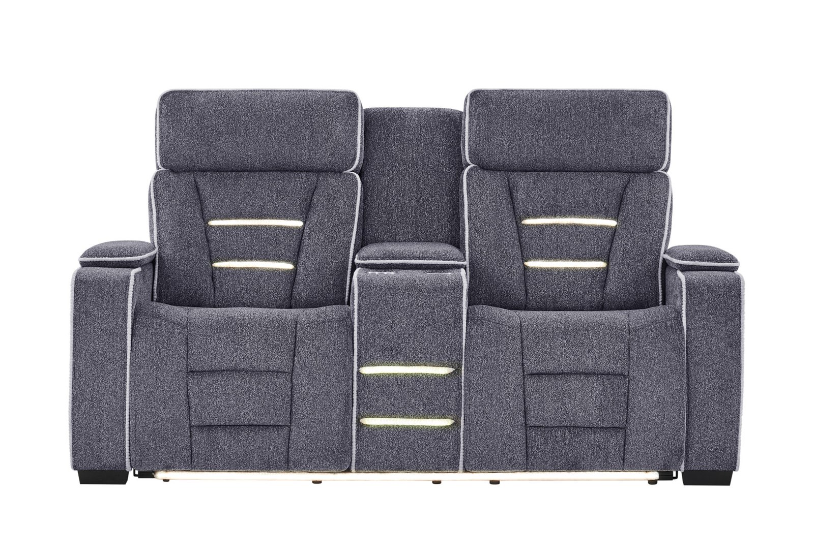 U1895 GREY P2 CONSOLE RECLINING LOVESEAT WITH IS AND LED