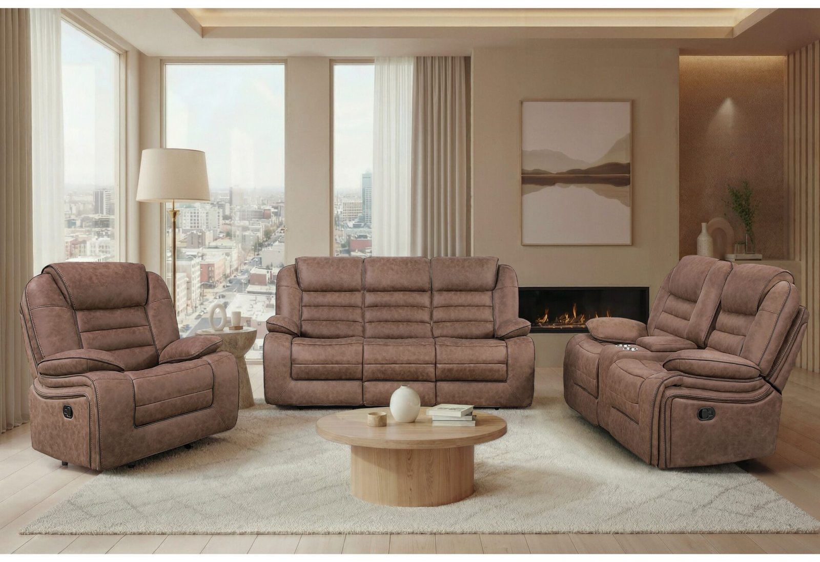 U2250 BROWN RECLINING SOFA/CONSOLE RECLINING LOVESEAT