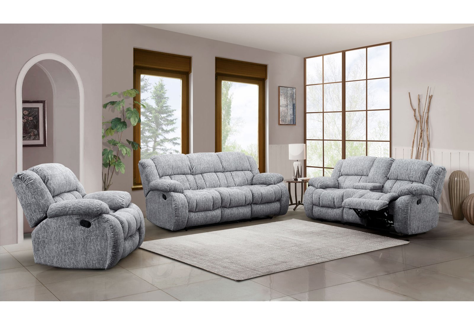 U250 GREY RECLINING SOFA - Image 3