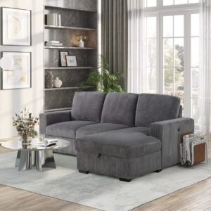 U2660 GREY L SOFA BED SECTIONAL WITHOUT PULLOUT