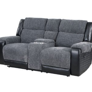 U5914 GREY/BLACK CONSOLE RECLINING LOVESEAT
