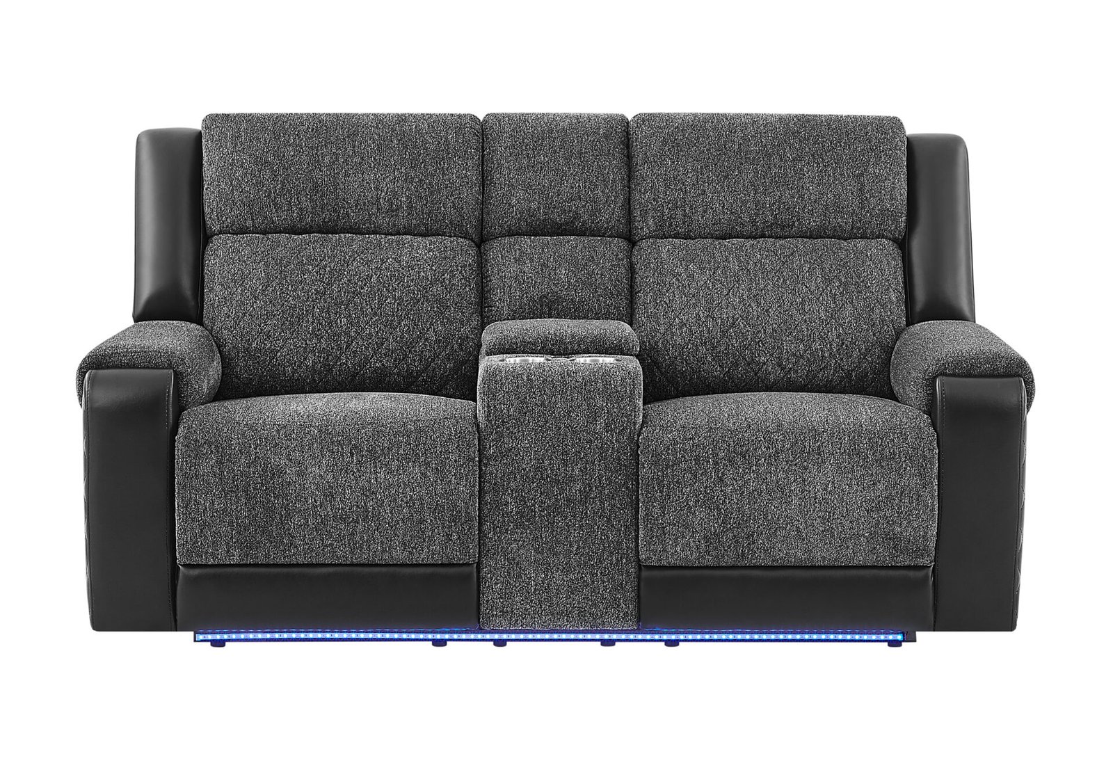 U5915 GREY/BLACK CONSOLE REC LOVESEAT W/IMMERSIVE SOUND & BLUE LED