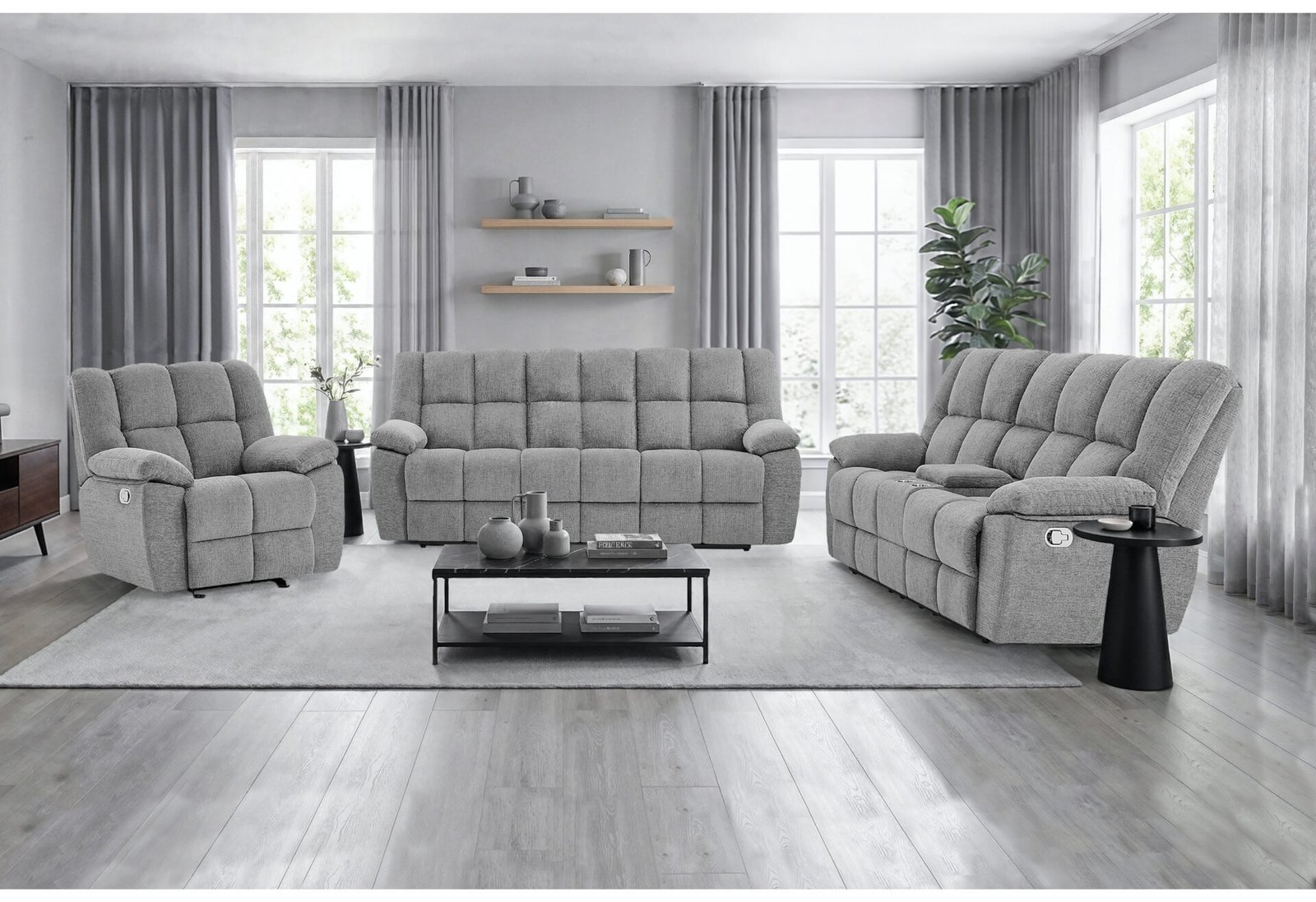U6000 SMOKE RECLINING SOFA/CONSOLE RECLINING LOVESEAT